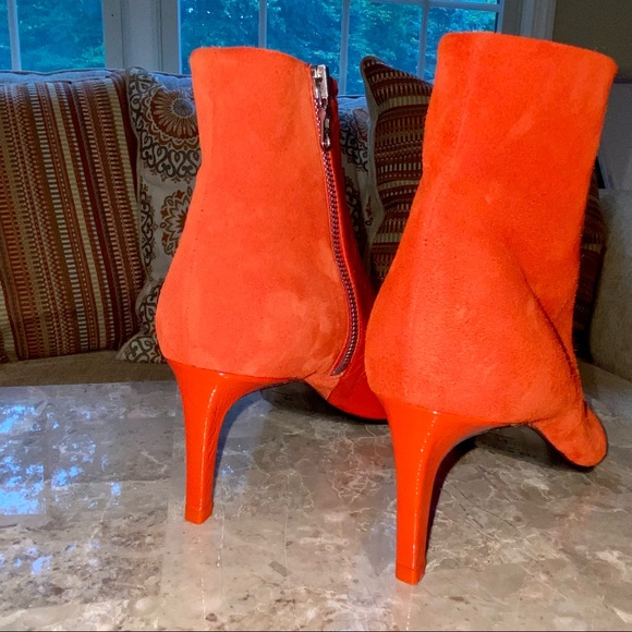 RAG & BONE Beha Bootie Red Suede & Patent Leather Point Toe Healed Ankle - Picture 3 of 8